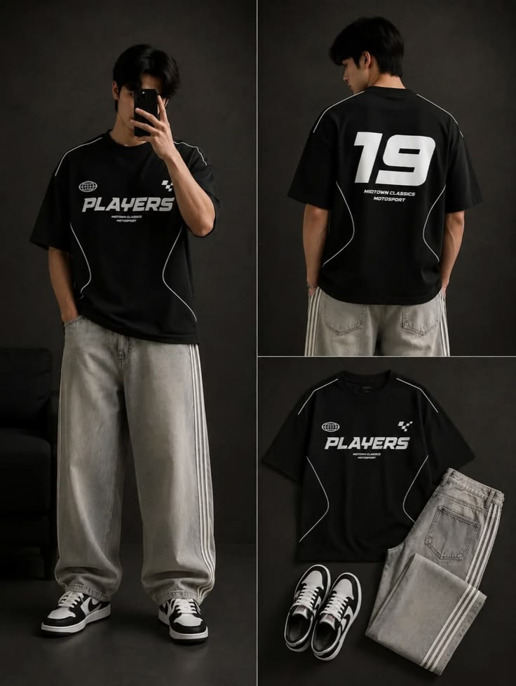 Premium Players Graphic Tracksuit Set for Men | Stylish Oversized T-Shirt & Wide-Leg Trouser Co-Ord