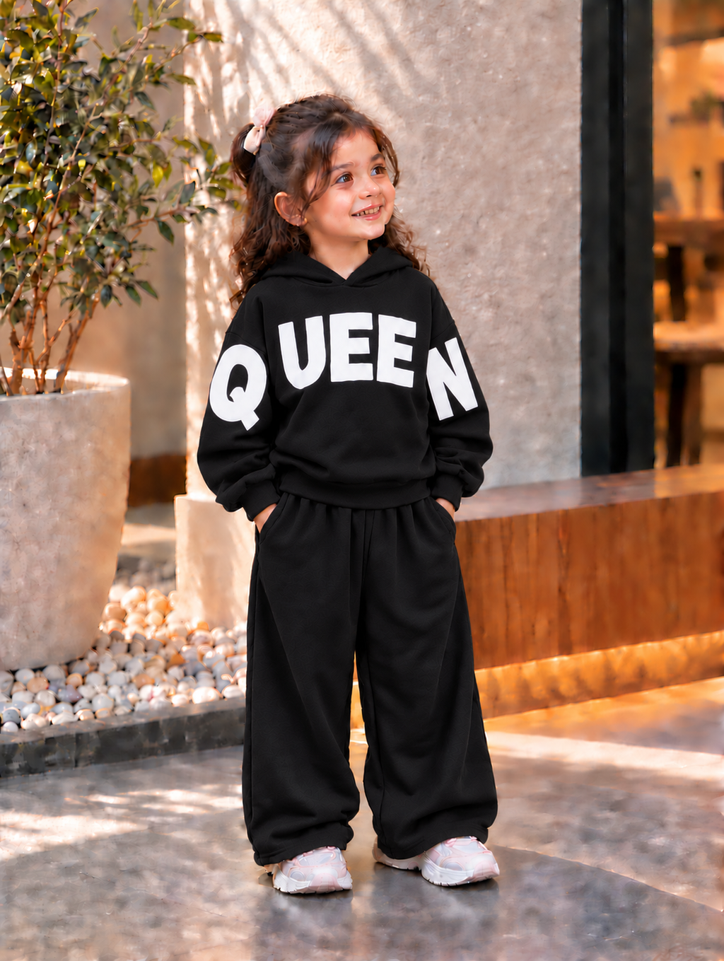 👑 BLACK Queen Kids Tracksuit Set | Stylish & Comfortable Girls Winter Wear ✨
