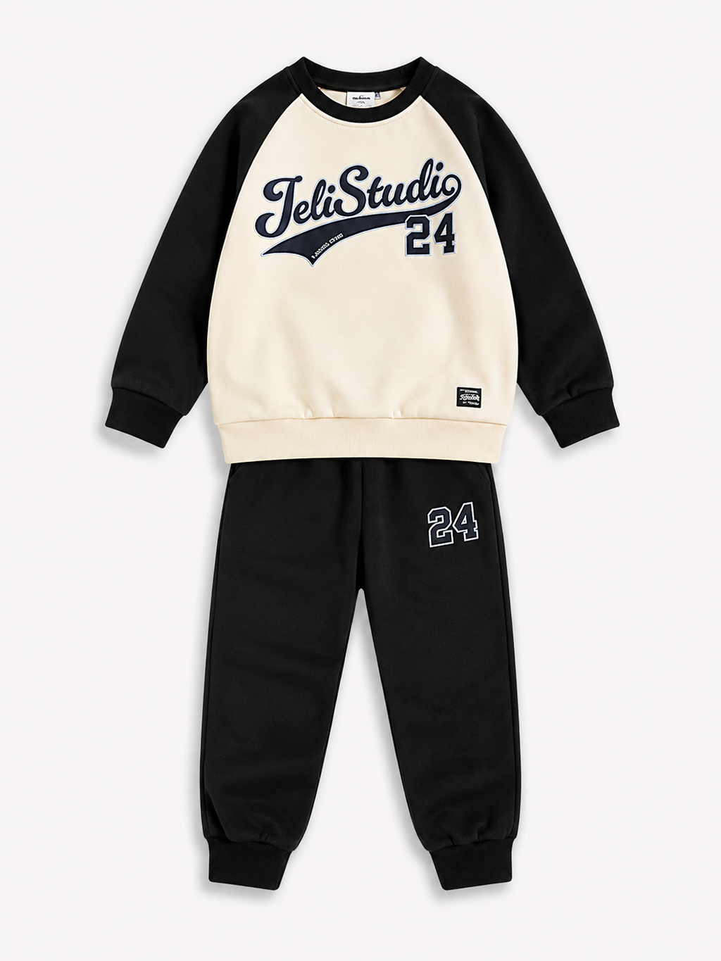 Kids Winter Tracksuit 2 Piece Set – Jeli Studio 24 Printed Sweatshirt & Jogger Pants | Stylish Warm Casual Outfit for Boys