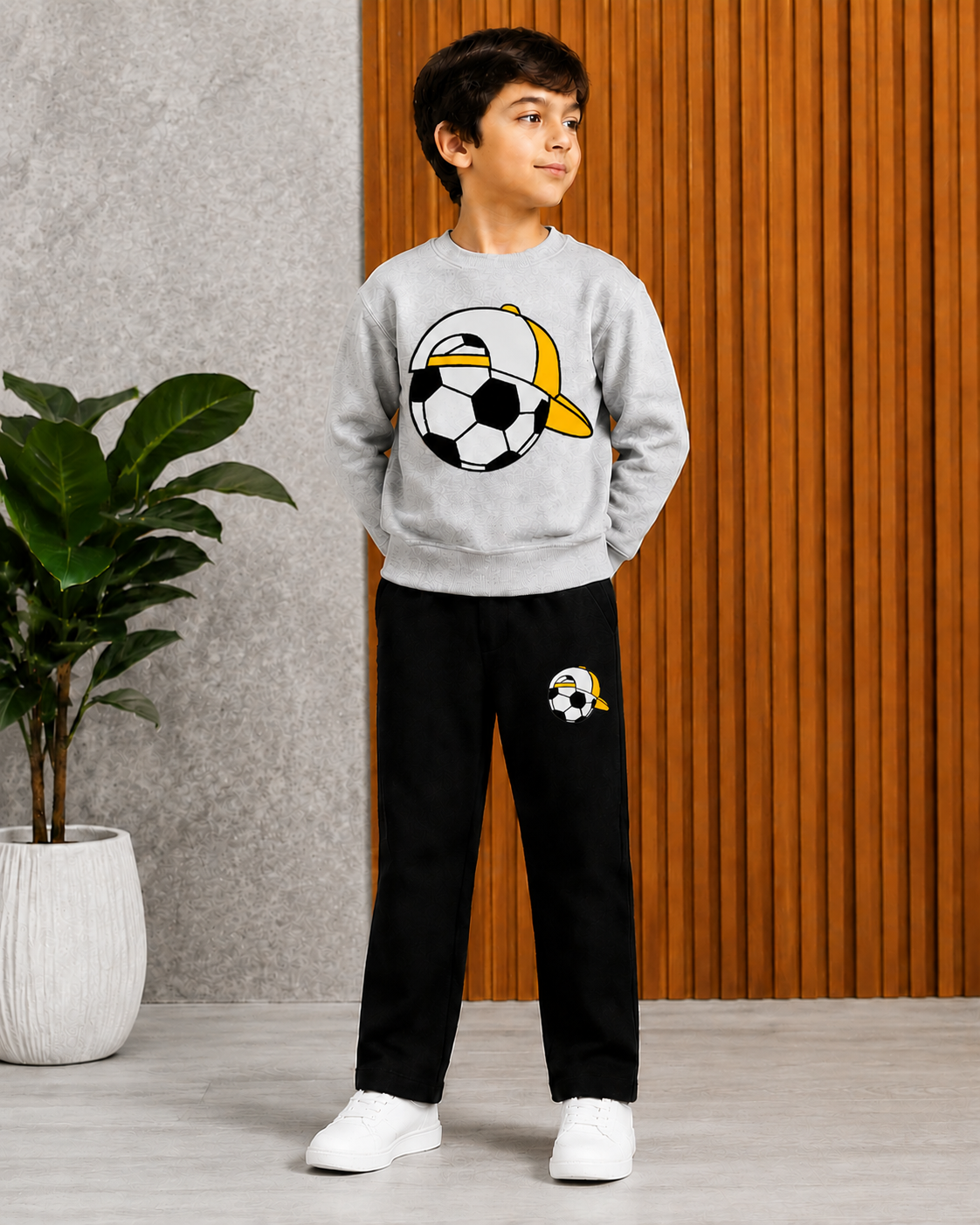Kids Football Winter Tracksuit – Boys 2-Piece Sweatshirt & Trouser Set | 5 Stylish Colours