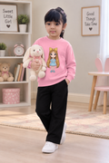 Girls Premium Pink Cartoon Fleece Tracksuit | Winter Collection