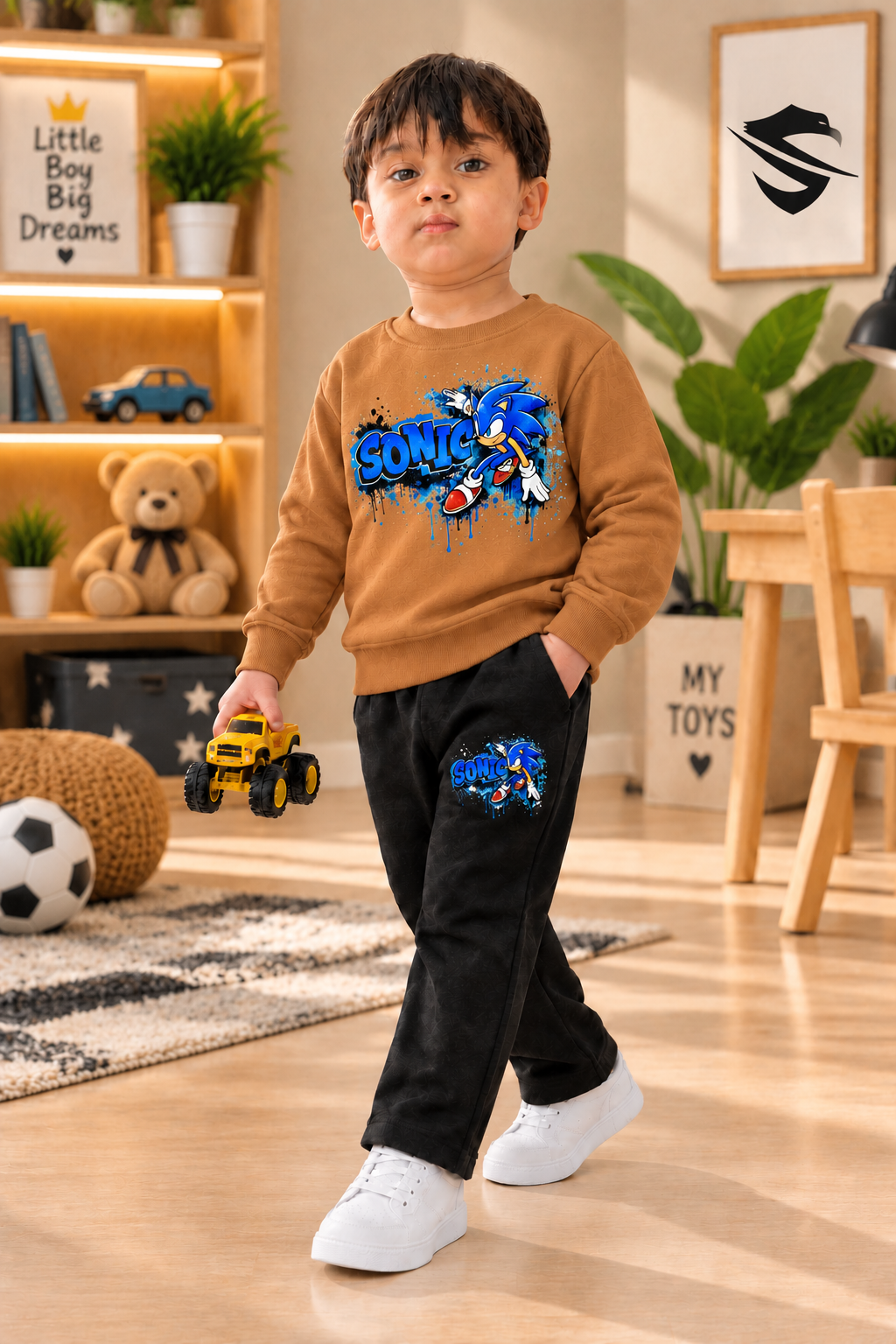 Kids Sonic DTF Printed Winter Fleece Tracksuit – Sweatshirt & Trouser Set