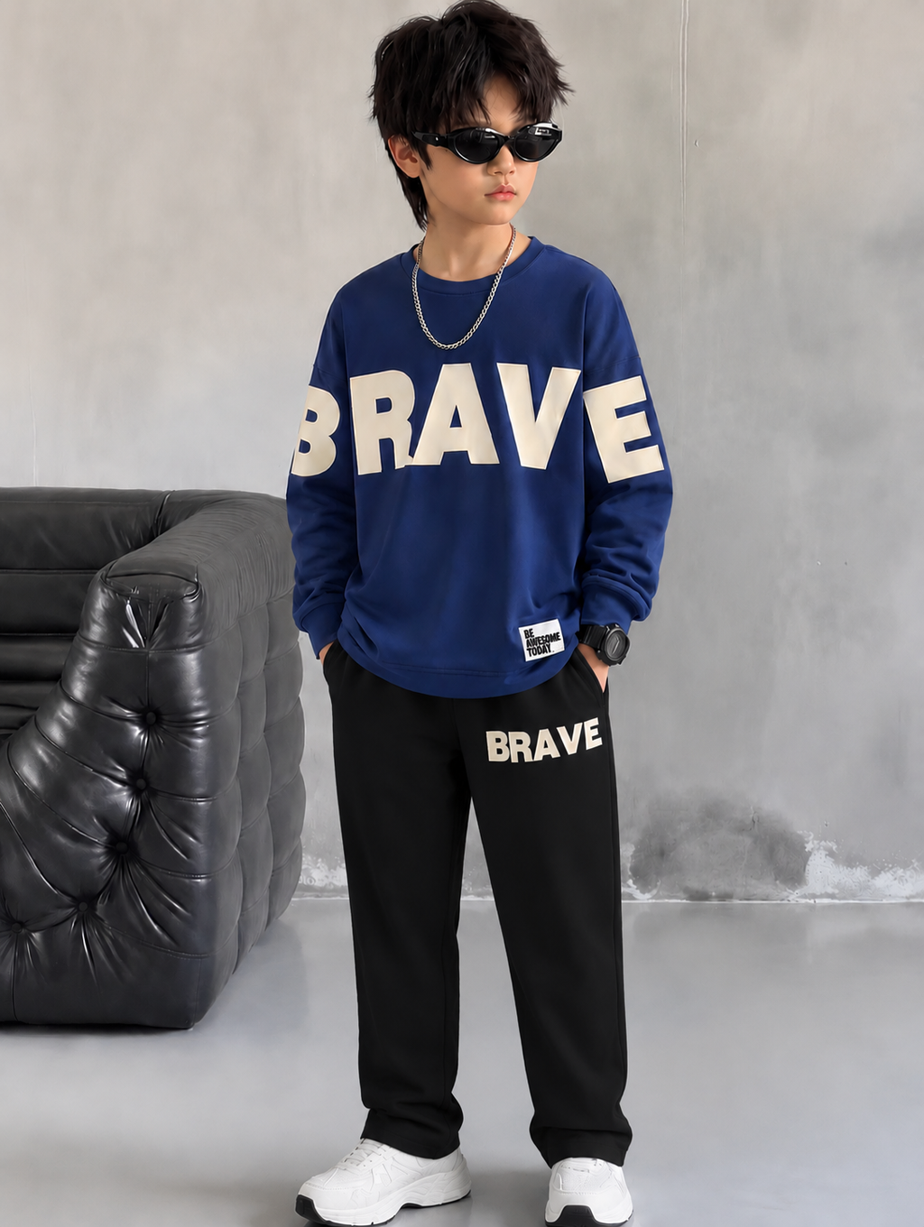 Kids BRAVE Winter Fleece Tracksuit – Premium 2-Piece Set