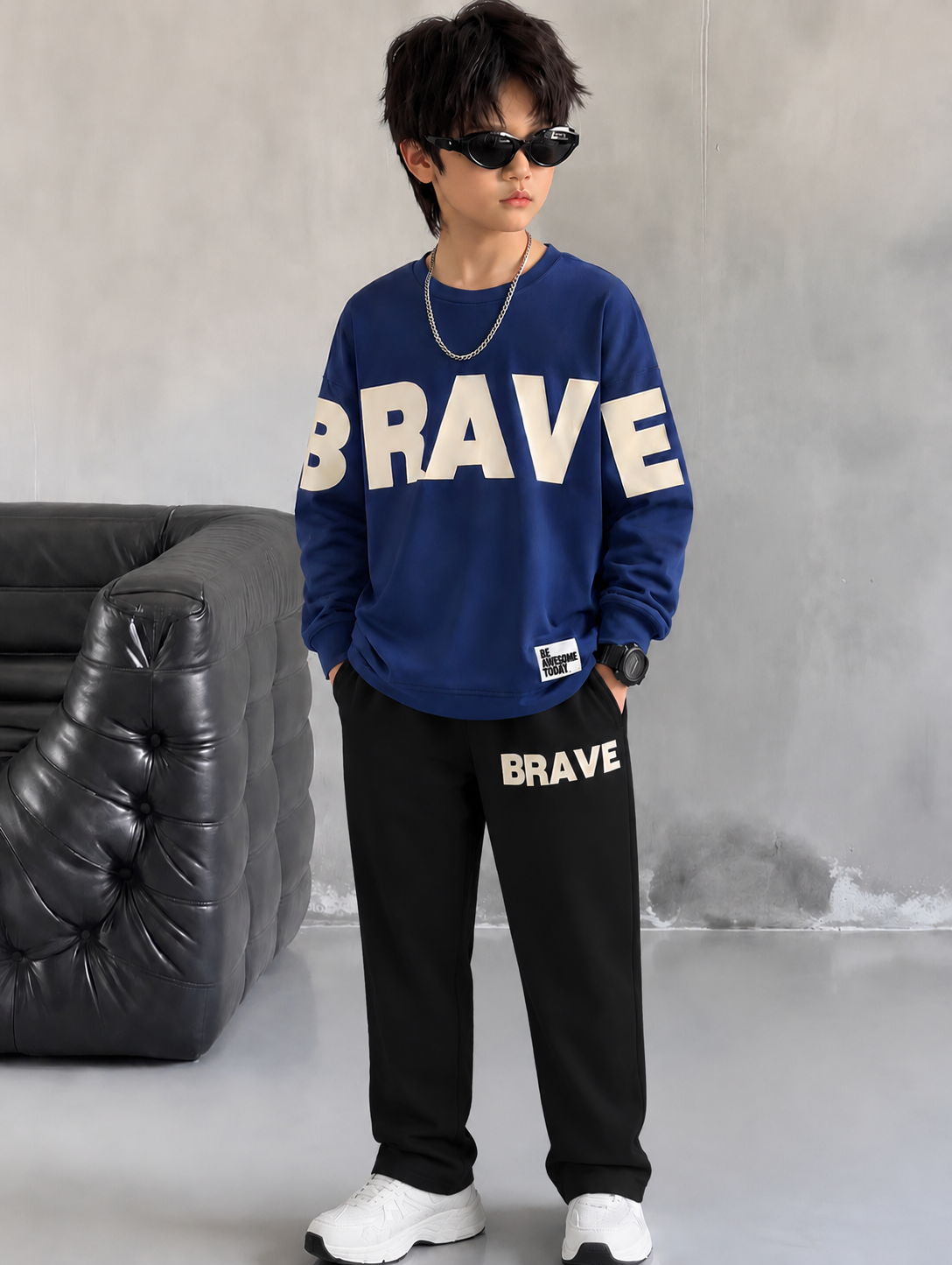 Kids BRAVE Winter Fleece Tracksuit – Premium 2-Piece Set