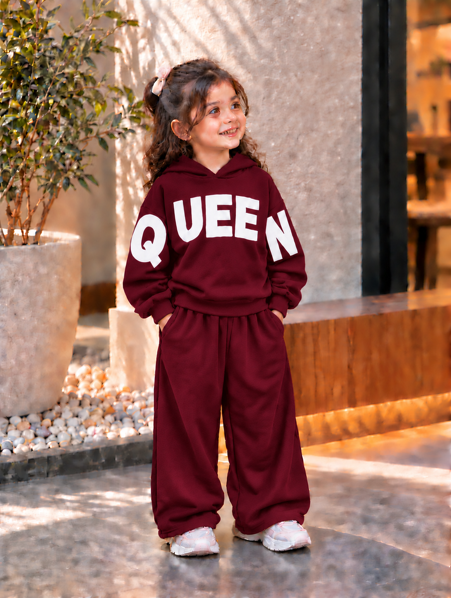 👑 Queen Kids Tracksuit Set | Stylish & Comfortable Girls Winter Wear ✨