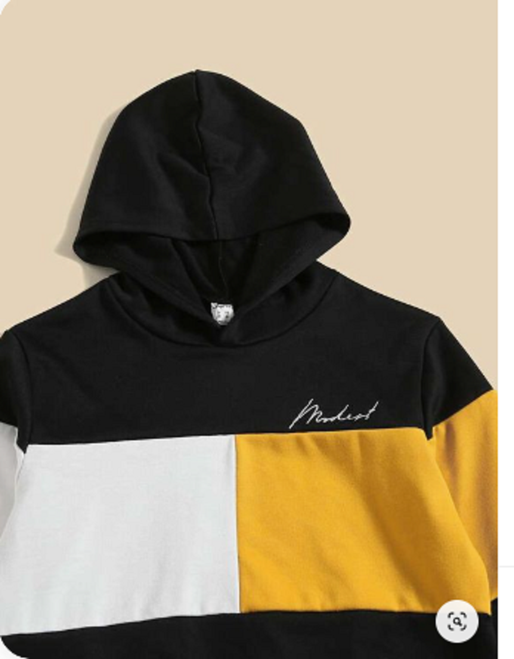 Kids Thick Fleece Hooded Tracksuit – Trendy Black, White & Mustard Colorblock Winter Sweatshirt and Jogger Set