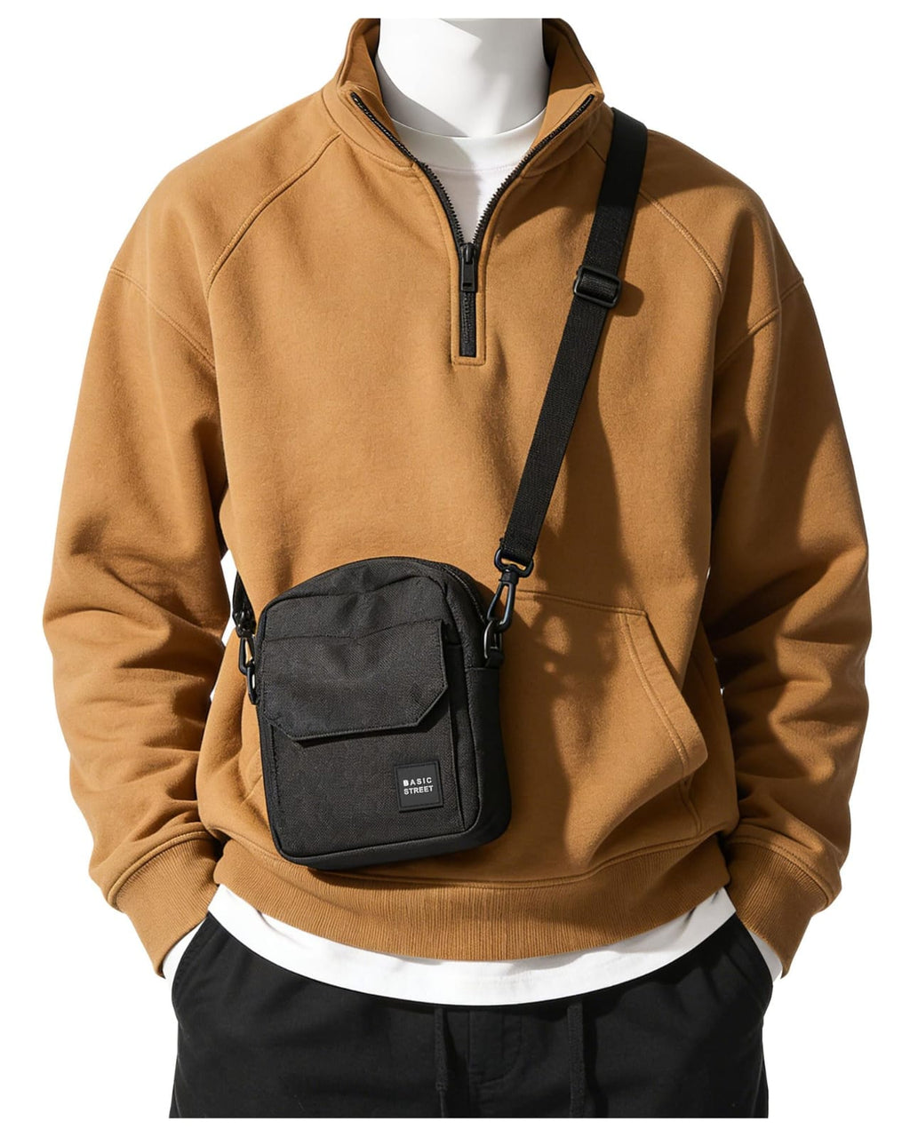 Men’s Black Crossbody Bag – Compact Multi-Pocket Shoulder & Travel Bag