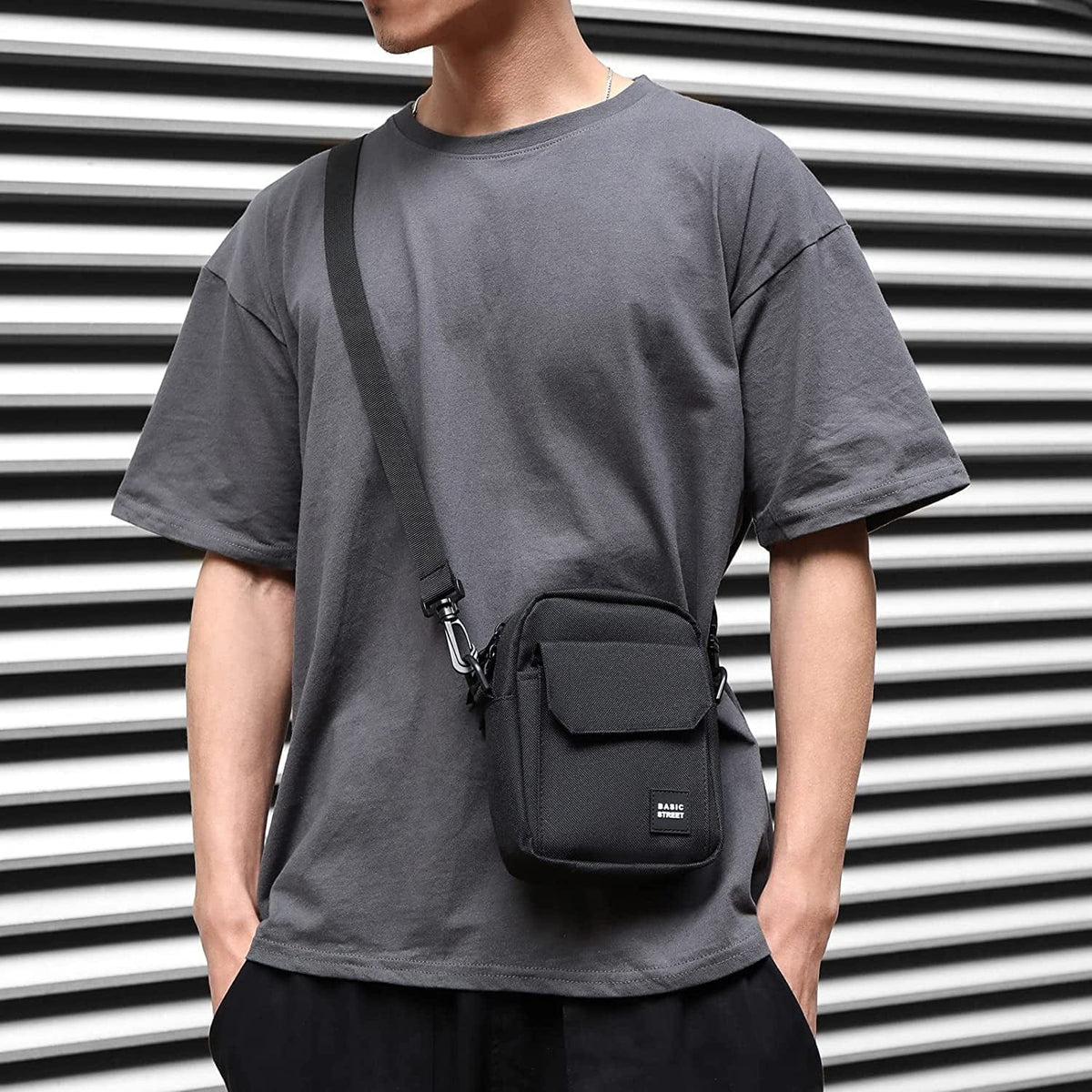 Men’s Black Crossbody Bag – Compact Multi-Pocket Shoulder & Travel Bag