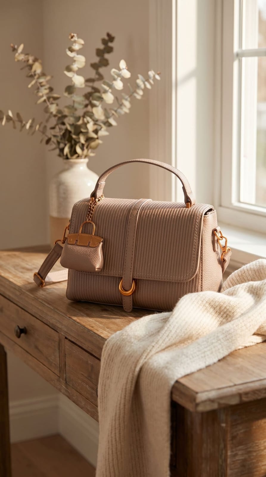 Elegant Pink Ladies Handbag with Shoulder Strap – Stylish Everyday Carry Bag