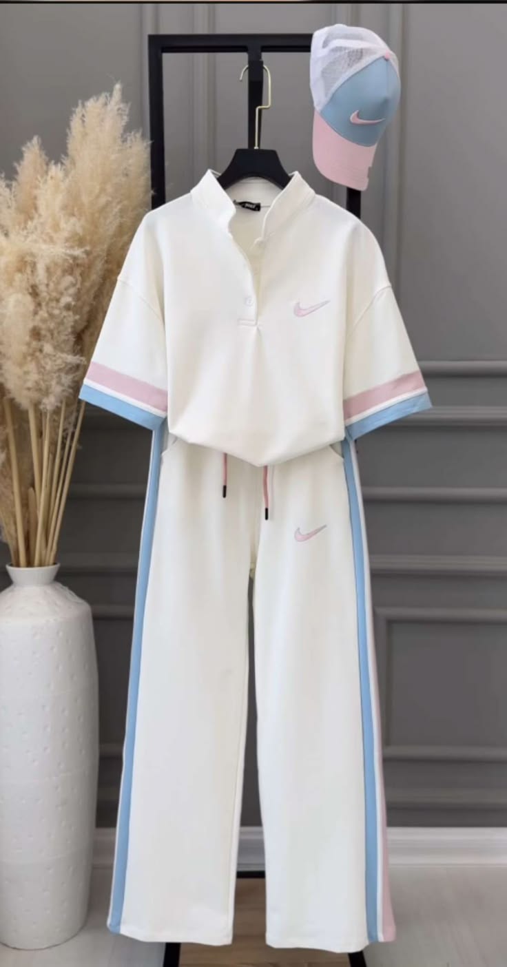 Pastel Nike Coquette Tracksuit Set | Soft Pink & Blue Aesthetic Sportswear